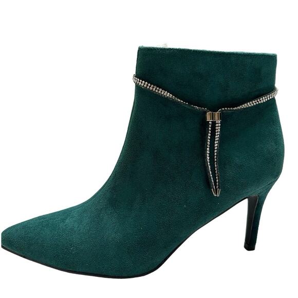 Allegra K Women's Bling Rhinestone Pointed Toe Stiletto Ankle Boots Size 9 - Picture 1 of 12